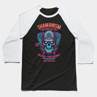 Psychedelic Shaman Skull Baseball T-Shirt